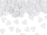 Confetti cannon with hearts, white, 28cm