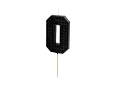 Birthday candle Number 0, 6 cm, black