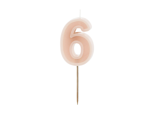 Birthday candle Number 6, dusty rose, 6 cm