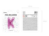 Balon foliowy Litera ''K'', 35cm, ciemny różowy