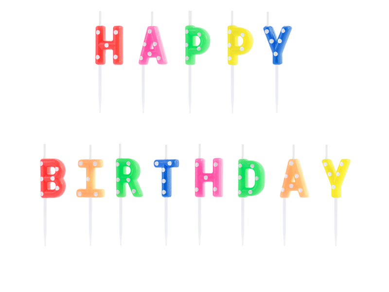 Tårtljus – Happy Birthday – 2.5 cm – 13-pack