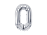 Balon foliowy Cyfra ''0'', 72cm, srebrny