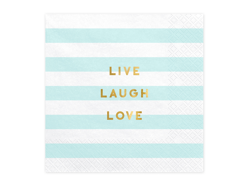 Servetter – Live Laugh Love – ljusblå – 33x33 cm – 20-pack