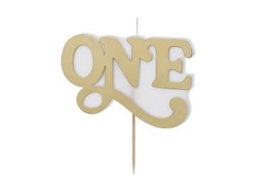 Birthday candle ONE, 3.8x6.5 cm, cold gold