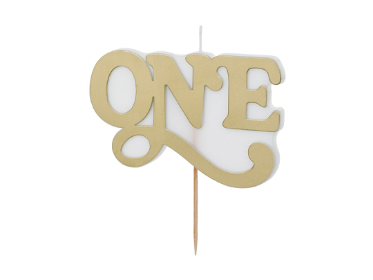 Birthday candle ONE, 3.8x6.5 cm, cold gold