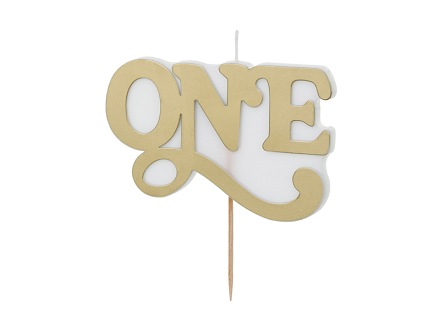 Geburtstagskerze ONE, 3.8x6.5 cm, kaltgold