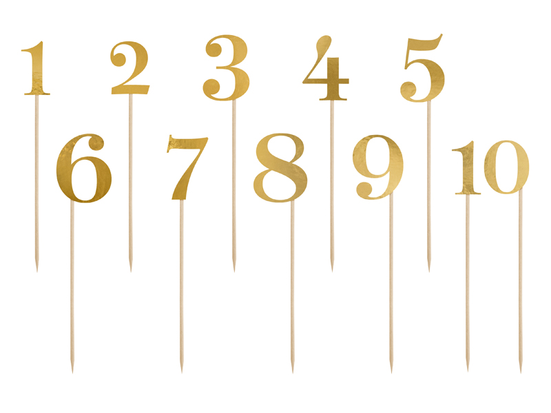 Bordsnummer – akryl – guld – 26.5 cm – 11-pack