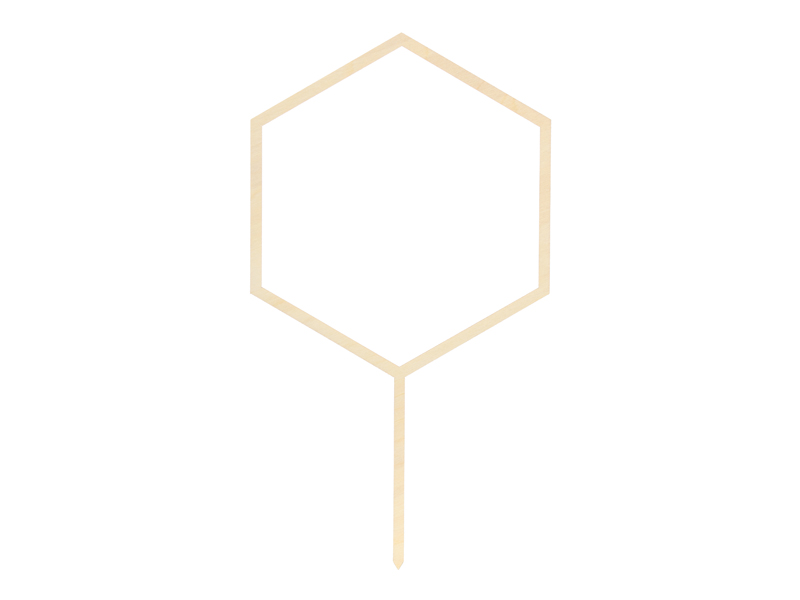 Tårttoppers – Hexagon – trä – 24 cm