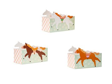 Boîtes à goûter Horses, mélangez les couleurs. (1 pqt. / 3 pc.)