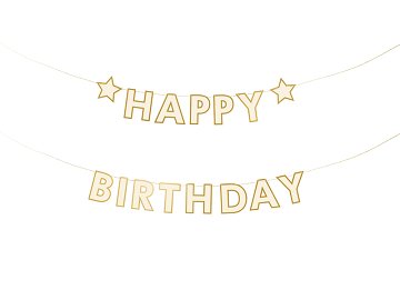 Baner papierowy Happy Birthday, mix, 220x14.5 cm