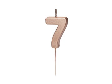 Bougie d'anniversaire Chiffre 7, or rose, 4.5cm