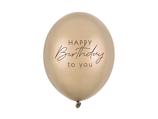 Balloons 30 cm, Happy Birthday, Metallic Cold Gold (1 pkt / 6 pc.)