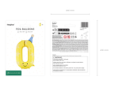 Foil balloon Number ''0'', 86cm, yellow