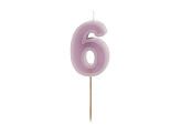 Birthday candle Number 6, violet, 6 cm