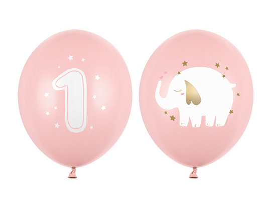 Ballons Strong, 30 cm, 1er anniversaire, Baby pink (1 pqt. / 50 pc.)