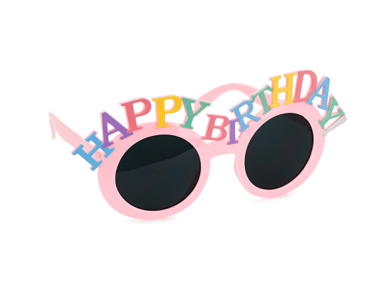 Okulary Happy Birthday, 18.5x7.5 cm, różowy