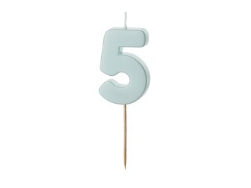 Birthday candle Numeral 5, light blue, size 5.5 cm