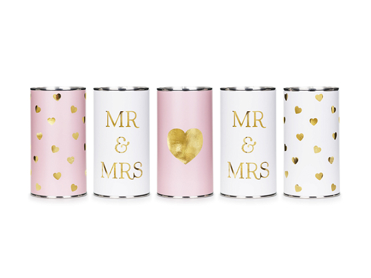 Wedding cans Mr & Mrs, 14x7 cm (1 pkt / 5 pc.)