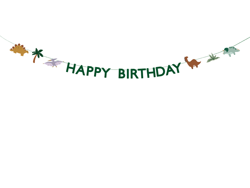 Flaggbanner – Happy Birthday – Dinosaurie – mix – 3 m
