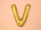 Ballon Mylar lettre ''V'', 35cm, or
