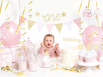 Party decorations set - 1st Birthday, gold