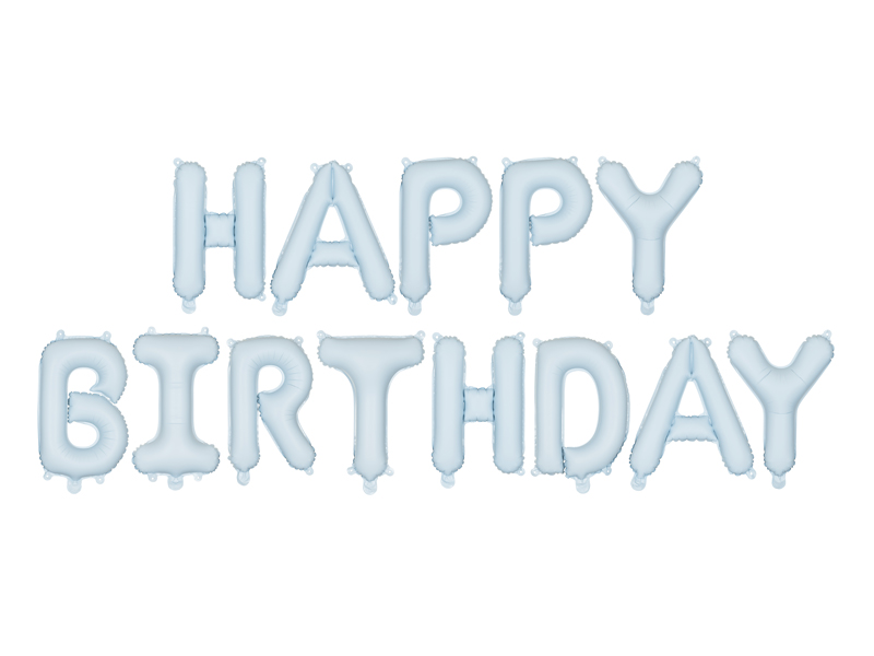 Folieballong – Happy Birthday – blå – 340x35 cm