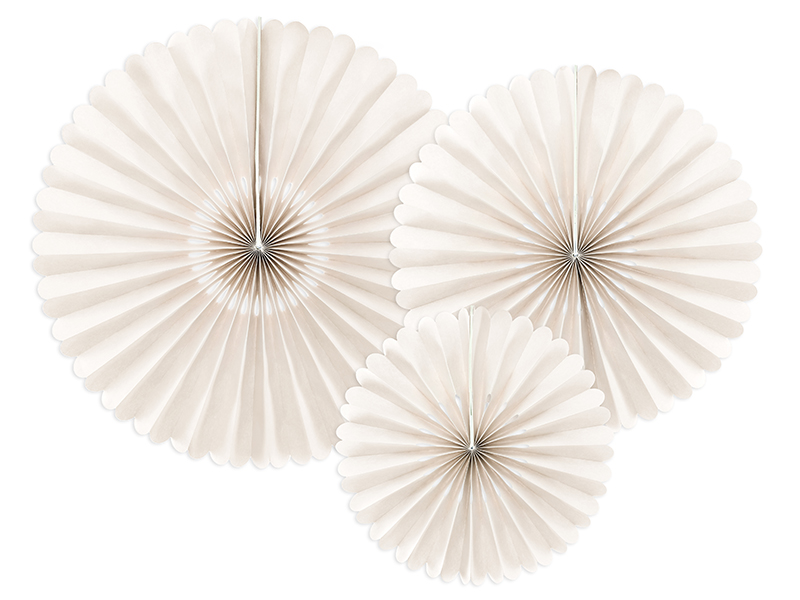 Pappersrosett – beige – 3-pack