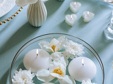 Bougies chauffe-plat en forme de cœur, 4 cm, blanc (1 pqt. / 10 pc.)