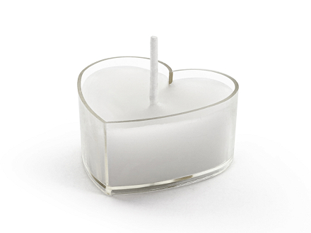 Bougies chauffe-plat en forme de cœur, 4 cm, blanc (1 pqt. ...