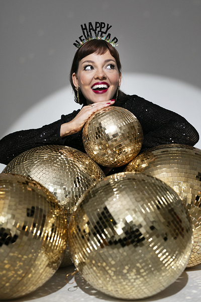 LGB HOT PT Mirror ball Champagne ×sil Disco mirror ball, champagne gold, 40 cm - Designer decorations
