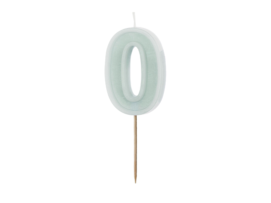 Birthday candle Number 0, light mint, 6 cm