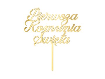 ''Pierwsza komunia święta'' Acrylic Cake Topper, gold, 16.5 cm