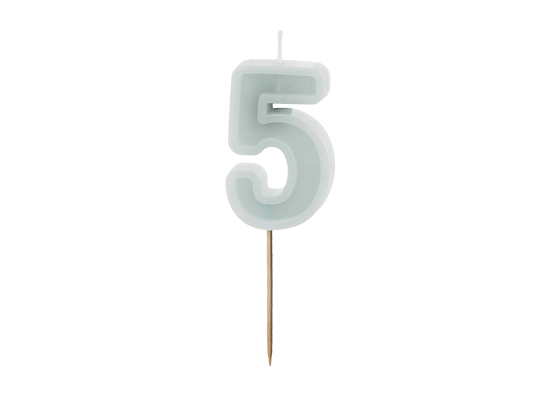 Birthday candle Number 5, light mint, 6 cm