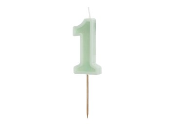 Birthday candle Number 1, green, 6 cm