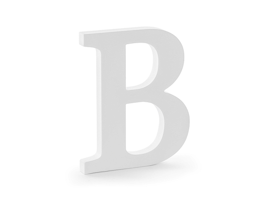 Wooden letter B, white, 16.5x20cm