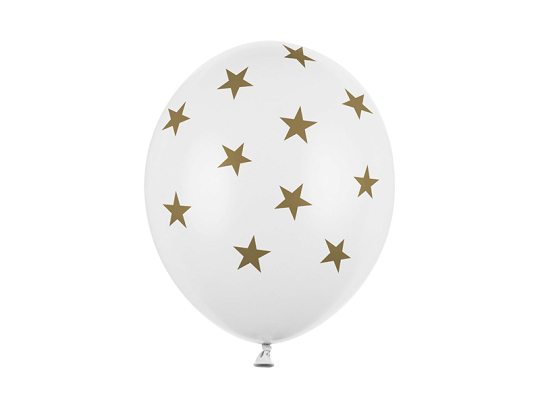 Ballons 30 cm, Étoiles, Pastel Blanc pur (1 pqt. / 6 pc.)