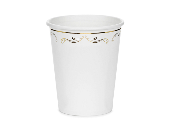 Paper Cups with Ornament, White, 220 ml (1 pkt / 6 pc.)