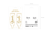 Glass stickers ''Bride & Groom'', gold (1 pkt / 2 pc.)