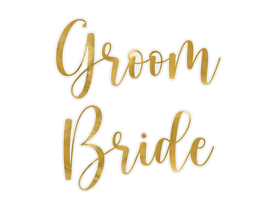 Glass stickers ''Bride & Groom'', gold (1 pkt / 2 pc.)