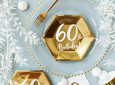 Plates 60th Birthday, gold, 20cm (1 pkt / 6 pc.)
