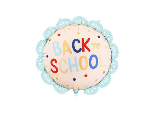 Foil balloon scalloped tablet Back to school, 52x52 cm, cream-blue