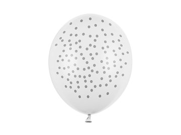 Ballons 30 cm, Pois, Blanc pur pastel (1 pqt. / 50 pc.)