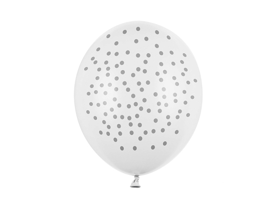 Ballons 30 cm, Pois, Blanc pur pastel (1 pqt. / 50 pc.)
