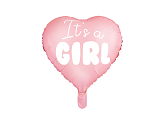 Ballon Mylar Coeur - It's a girl, 45cm, rose vif