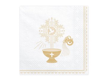 Napkins Holy Baptism, 33x33cm, gold (1 pkt / 20 pc.)