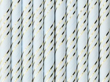 Paper straws, light blue, 19.5cm (1 pkt / 10 pc.)