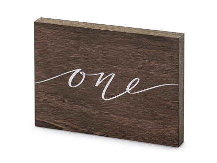Wooden table number, ''One'', 2x18x12.5 cm