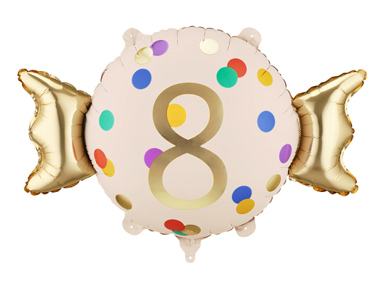 Ballon aluminium Bonbon ''8'', 61x37 cm, assortiment