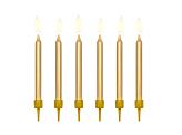 Birthday candles, plain, gold, 6cm (1 pkt / 6 pc.)