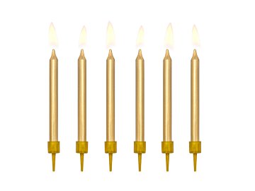 Birthday candles, plain, gold, 6cm (1 pkt / 6 pc.)